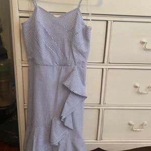 Girls blue seersucker dress